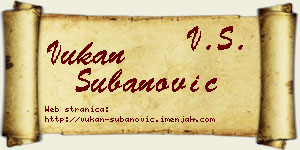 Vukan Subanović vizit kartica